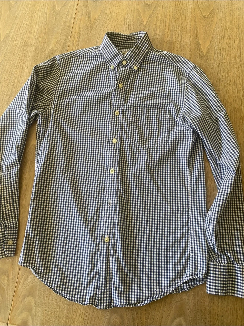 J. Crew Navy and White Gingham Button-Down Shirt